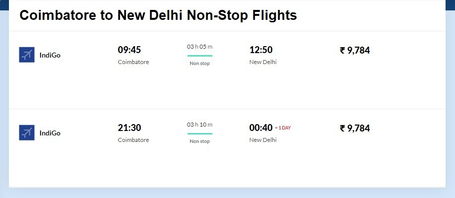 coimbatore-new-delhi-non-stop-flights