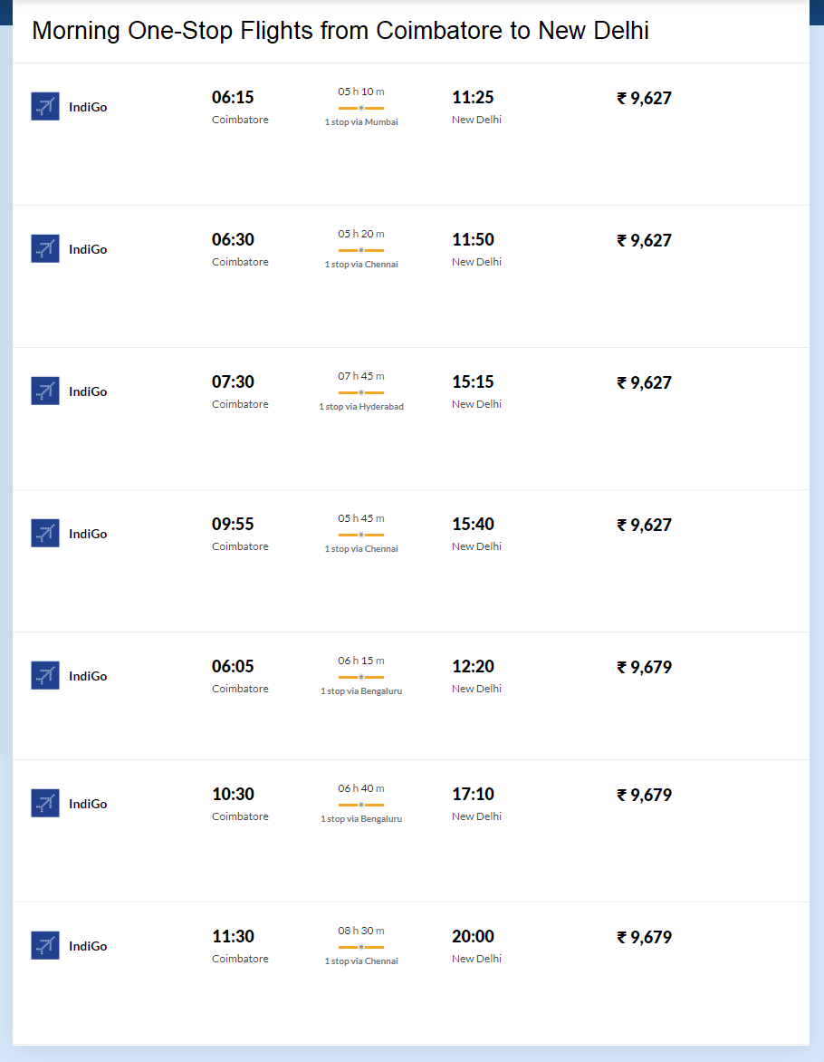 morning-one-stop-flights-coimbatore-delhi